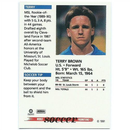 1991 Soccer Shots MSL - #074 - Terry Brown