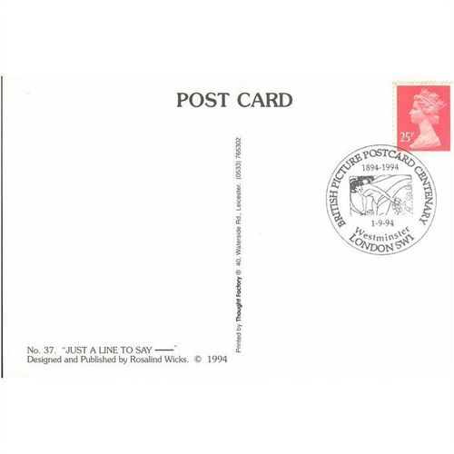 Rosalind J. Wicks postcard 1994 - (No.37) - "Just A Line To Say - " + SHS