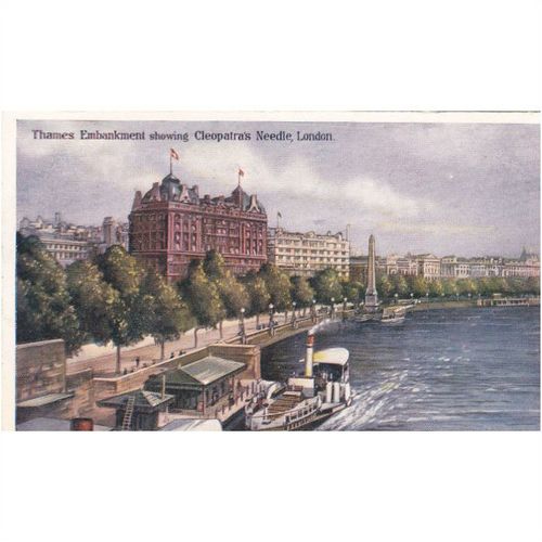 Thames Embankment showing Cleopatra's Needle London Postcard (Ln 70980)
