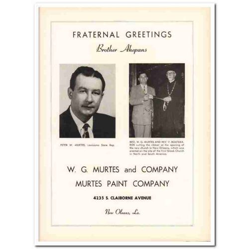 w g murtes paint company 1953 new orleans greetings ahepa vintage ad