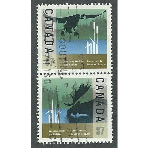 CAN 1988 SE~TE PAIR 37c 'WILDLIFE AND HABITAT ' FINE USED (EBID41-569)