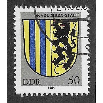 DDR 1980 50pf 'TOWN ARMS - KARL MARX STADT (EBID60-587)