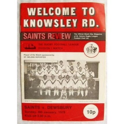 1978 programme St. Helens v. Dewsbury