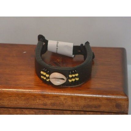 New Black Beaded Leather Cowrie Shell Bracelet