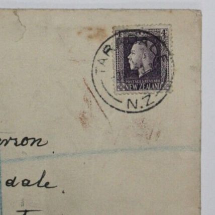 NZ 1933 4d (SG 422g/h) on Registered Cover from TARADALE to FRASERDALE Canada.