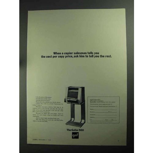 1968 Gaf Gafax 500 Copier Ad - A Copier Salesman