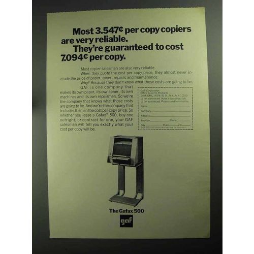 1968 Gaf Gafax 500 Copier Ad - Are Very Reliable