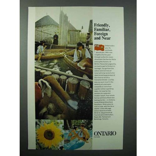 1968 Ontario Canada Tourism Ad - Friendly, Familiar