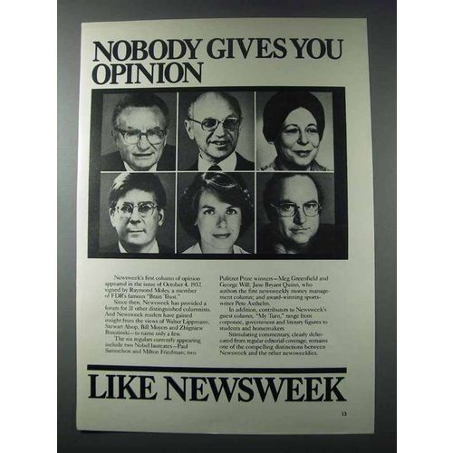 1981 Newsweek Magazine Ad - Paul Samuelson, George Will