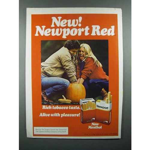 1981 Newport Red Cigarette Ad - Carving Pumpkin