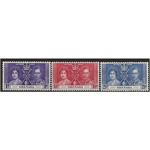 Grenada 1937 Coronation Set SG149-151 Mounted Mint . ..
