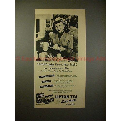 1945 Lipton Tea Ad w/ Janet Blair - Sheer Delight!!