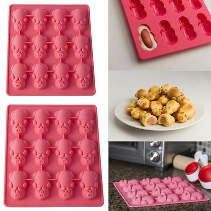 Lovely 12-Little-Pig Shape Non Stick Silicone Waffle Mould Baking Mold Bakeware