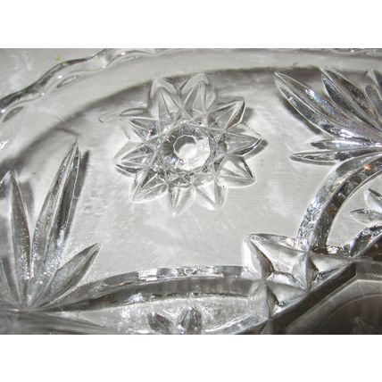 Vintage Oval Glass Handled 2 Section Relish Dish