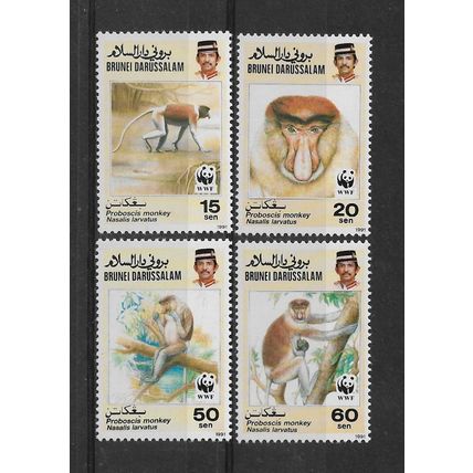 Brunei.Endangered Species.Proboscis Monkey set of 4.Unmounted Mint.Dec21