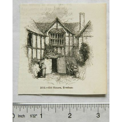1860s engraving - old houses Evesham