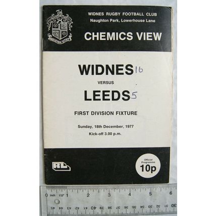 1977 programme Widnes v. Leeds, 1st Div.