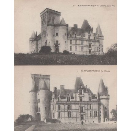 La Rochefoucauld Chateau Old French 2x Postcard