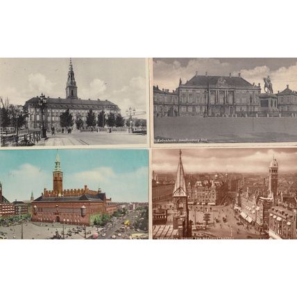 Kobenhavn Christiansborg Amalienborg Slot Square 4x Denmark Postcard s