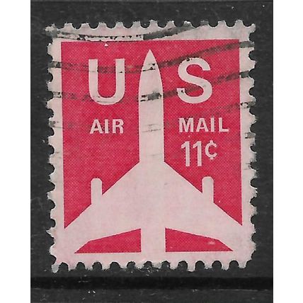 USA 1971 AIR 11c RED JET AIRCRAFT SG A1423 FINE USED#