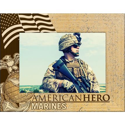 Marines American Hero Laser Engraved Wood Picture Frame Landscape (8 x 10)