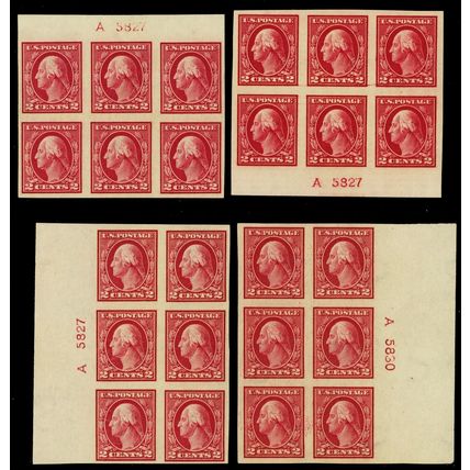 409, Mint LH VF 2¢ 4 Positions Plate Blocks of Six CV $140 - Stuart Katz