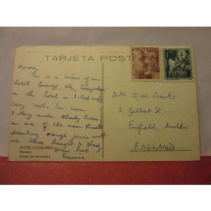 HOTEL CATALONIA, PALMA DE MALLORCA used postcard =