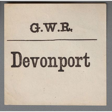 GREAT WESTERN RAILWAY LUGGAGE LABEL - DEVONPORT (Lwr case)