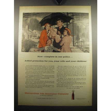 1957 Metropolitan Life Insurance Ad - Now - complete in one policy