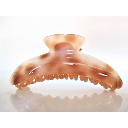 Large creme and amber brown hair claw clip for thick hair