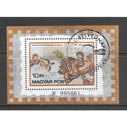 HUNGARY 1978 GREEK? MOSAIC EXHIBITION NUMBERED MINIATURE SHEET USED MYTHOLOGY