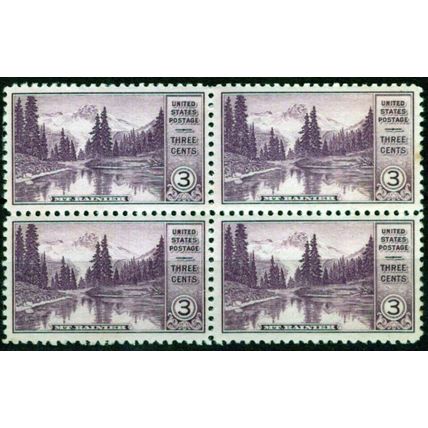ZAYIX US 742 MNH block of four 3c Mount Rainier National Park Farley 042622S39M