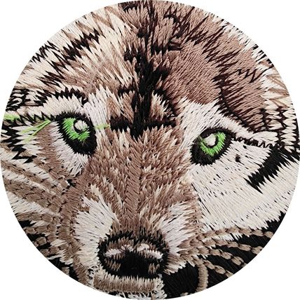 Wolf Iron On Patch Face 8.9cm x 10.5cm Detailed Badge Motif Animal Applique P176