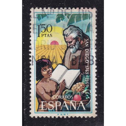 Spain 1969 Franciscan Friar and child 1.50pta Fine Used SG 1990 VGC