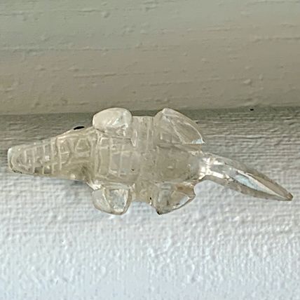 Crystal Carved Alligator Crocodile Miniature Figurine Detailed Carving 1.75" VTG