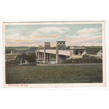 Britannia Tubular Bridge Menai Postcard Peacock Brand Wales