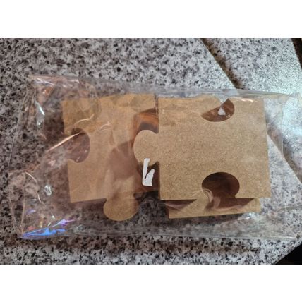 3 pieces of Wooden MDF Jigsaw - Each piece approx 10cm x 7.5cm x 2cm thickness
