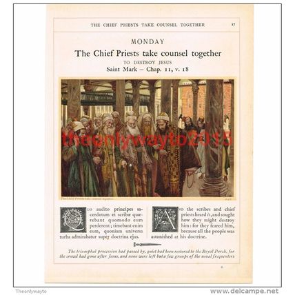 Chief Priests Take Counsel, J J Tissot, Book Illustration (Print), c1897