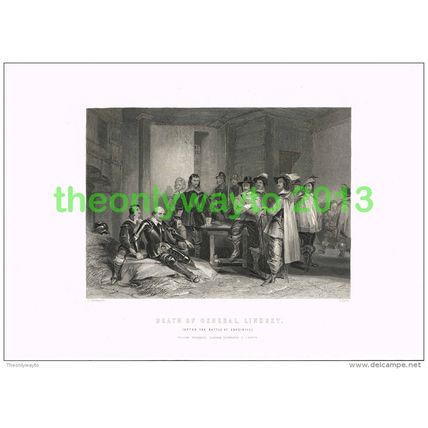 DEATH OF GENERAL LINDSEY, BATTLE OF EDGEHILL, CIVIL WAR, Illustration, c1890
