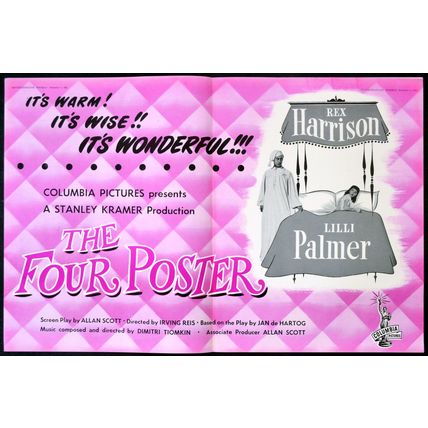 FOUR POSTER 1952 Rex Harrison, Lilli Palmer TRADE ADVERT