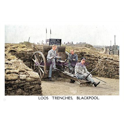 ptc4457 - Lancs. - German Gun captured, Loos Trenches WW1, Blackpool - print 6x4