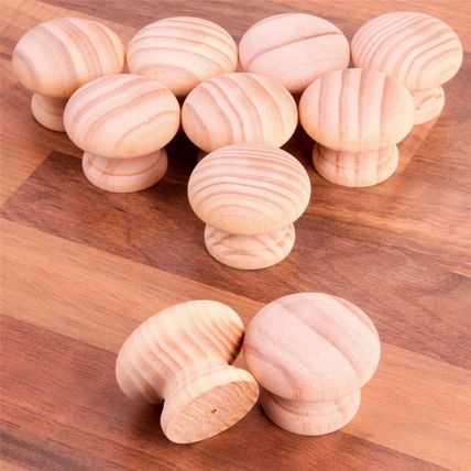 NATURAL PINE WOOD 45mm DOOR KNOBS PRE DRILLED Furniture Drawer Cupboard LARGE