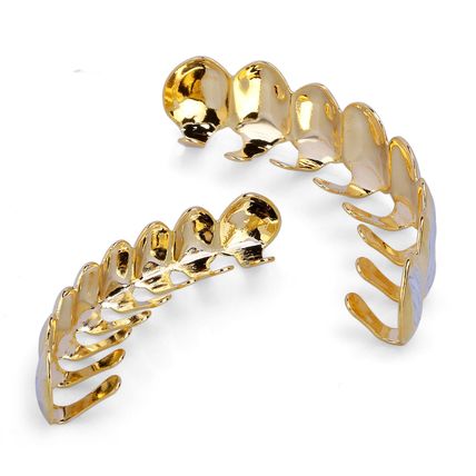 Hip Hop Two Tone Brass Rapper's Bling Teeth Diamond Cut Grillz Top & Bottom Set
