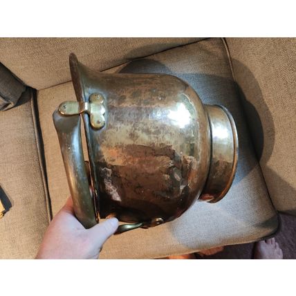 Vintage/Antique, Large, Brass & Bronze, Helmet Shaped, Coal Scuttle/Bucket