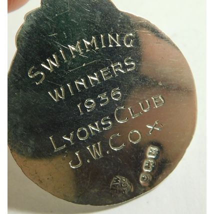 Vintage Confectionery Allied Trades Sports Assc Albert Chain Fob Medal Swimming