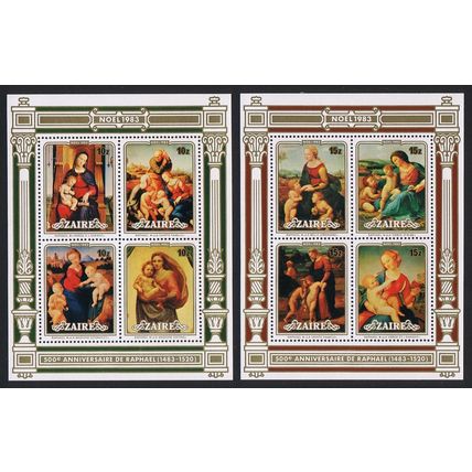 Zaire 500th Birth Anniversary of Raphael 2 MSs 1983 MNH SG#MS1171 Sc#119-130