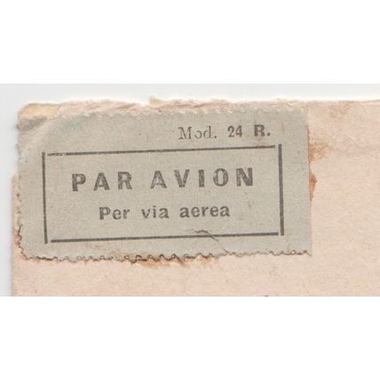 AIR MAIL etiquette on cover- Italy, 1946 - old type label