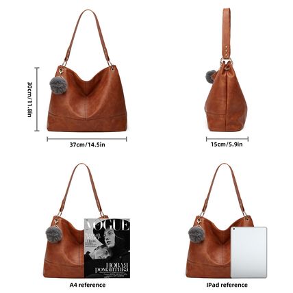 Women Hobo Bags Top Handle Satchel Shoulder Purse Bucket Handbag Brown