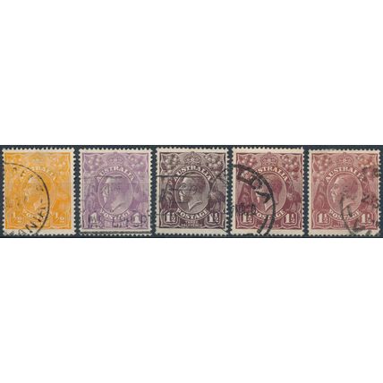 KGV: 10 Values - Australia 1918/23 - FH - SG 56/65
