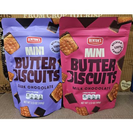 Benton's Mini Butter Biscuits Dark & Milk Chocolate 3.53oz 100g (2 Bags)